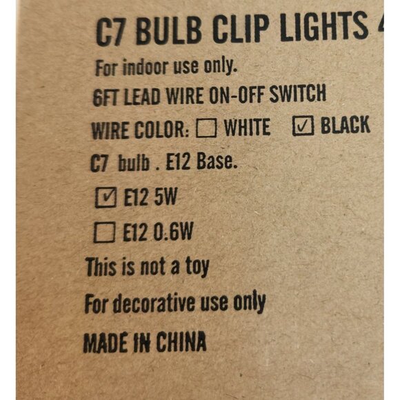 C7 Bulb Clip Lights Indoor Decorative Lighting With 6ft Black Wire E12 Base 5W - Picture 3 of 10